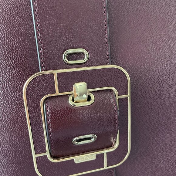 Y2K Nine West Square Red Brown Flap Vintage Purse Bag - Picture 4 of 9